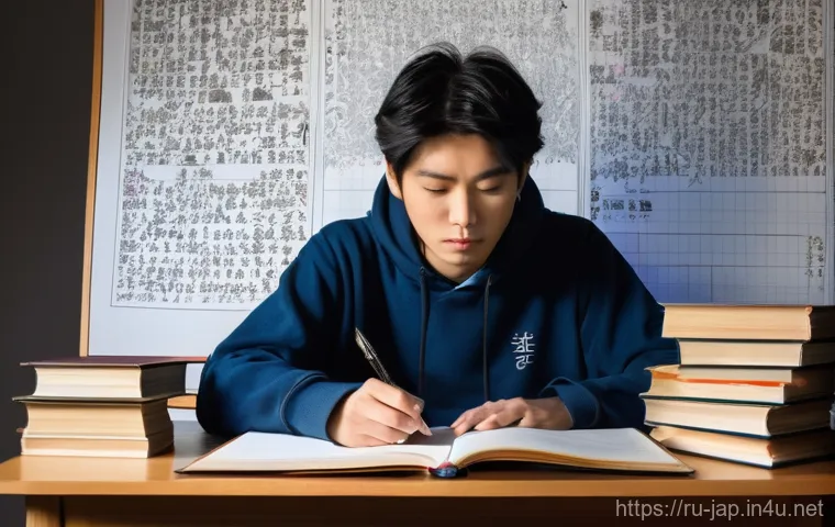 JLPT N1 합격 전략 - **Prompt 1: The Labyrinth of Grammar and Kanji Mountain Conqueror**
"A determined young person, ...
